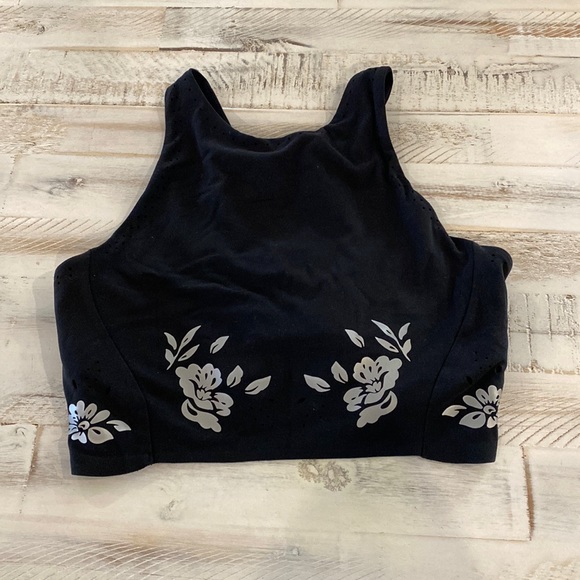 Athleta Conscience Crop Bra A-C Tank Silver Floral - Picture 1 of 3